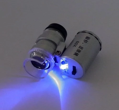 Professional Mini Lens 60X Pocket Magnifier Microscope LED Light Jewelry Jeweler Loupe Currency detector