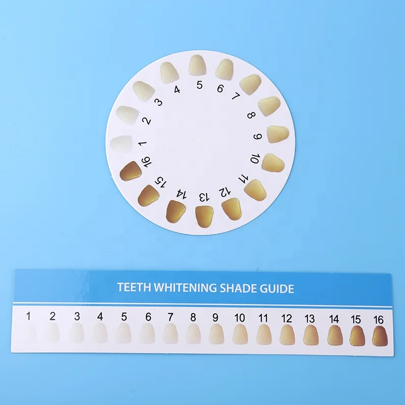 
16 colors paper Teeth whitening shade guide card retangle/circle shape 