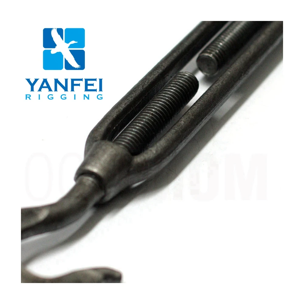 US type Heavy duty m10 16 20 24 30 din 1480 turnbuckle forged black iron hook and eye turnbuckles