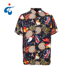 New arrivals OEM 100 rayon colorful hawaiian clothing african print shirts men