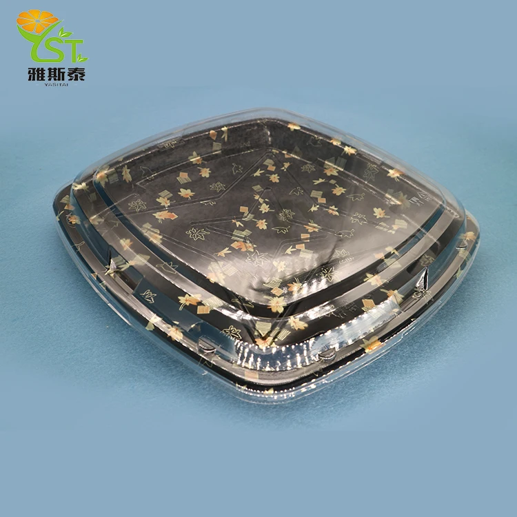 Цена завода элегантный вынос площади суши лоток пластиковые одноразовые замороженных продуктов лоток