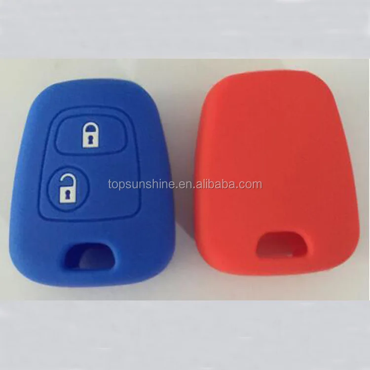 3-Button Smart Key (Keyless Go Only) - Key Cover in Black Silicone Car Key Case Compatible with Peugeot
