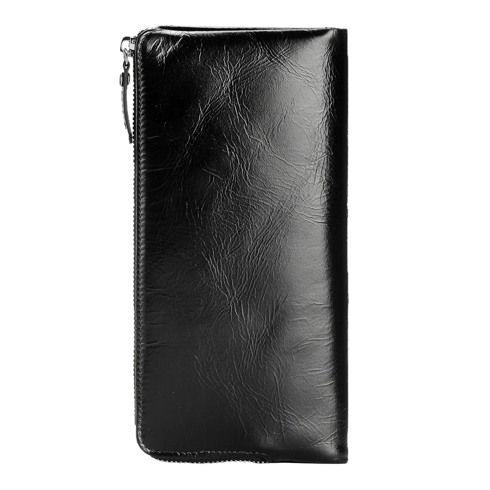 OEM New design Vintage Style Genuine Leather Long Travel Wallet for Mens