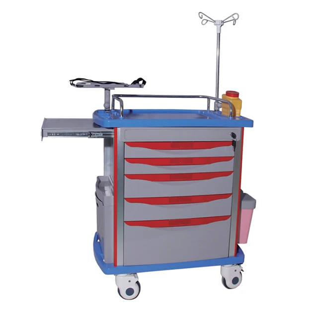 Hospital Medical Anesthesia Drug Trolley With Five Layers Drawers