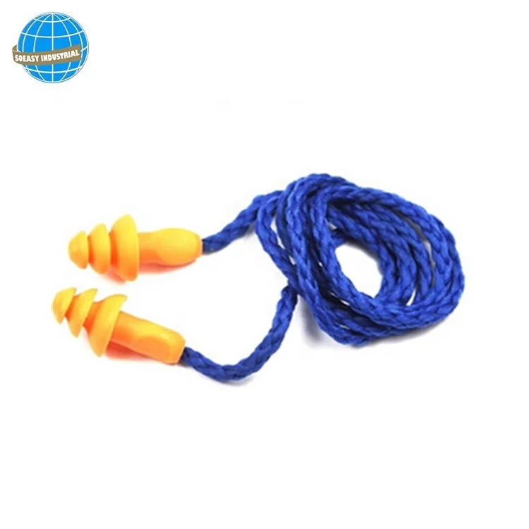 Soft Silicone Corded Ear Plugs Reusable Hearing Protection Earplugs