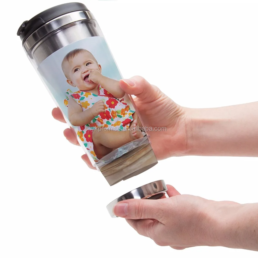 Travel Coffee Mug with photo insert travel mug Insulated Tumbler Cup 16oz 2 type leakproof lid