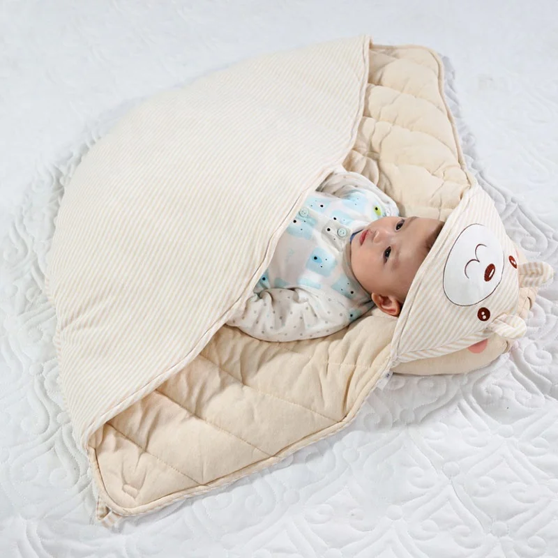 Cute fan pattern natural colored cotton Baby new born Swaddle Blanket