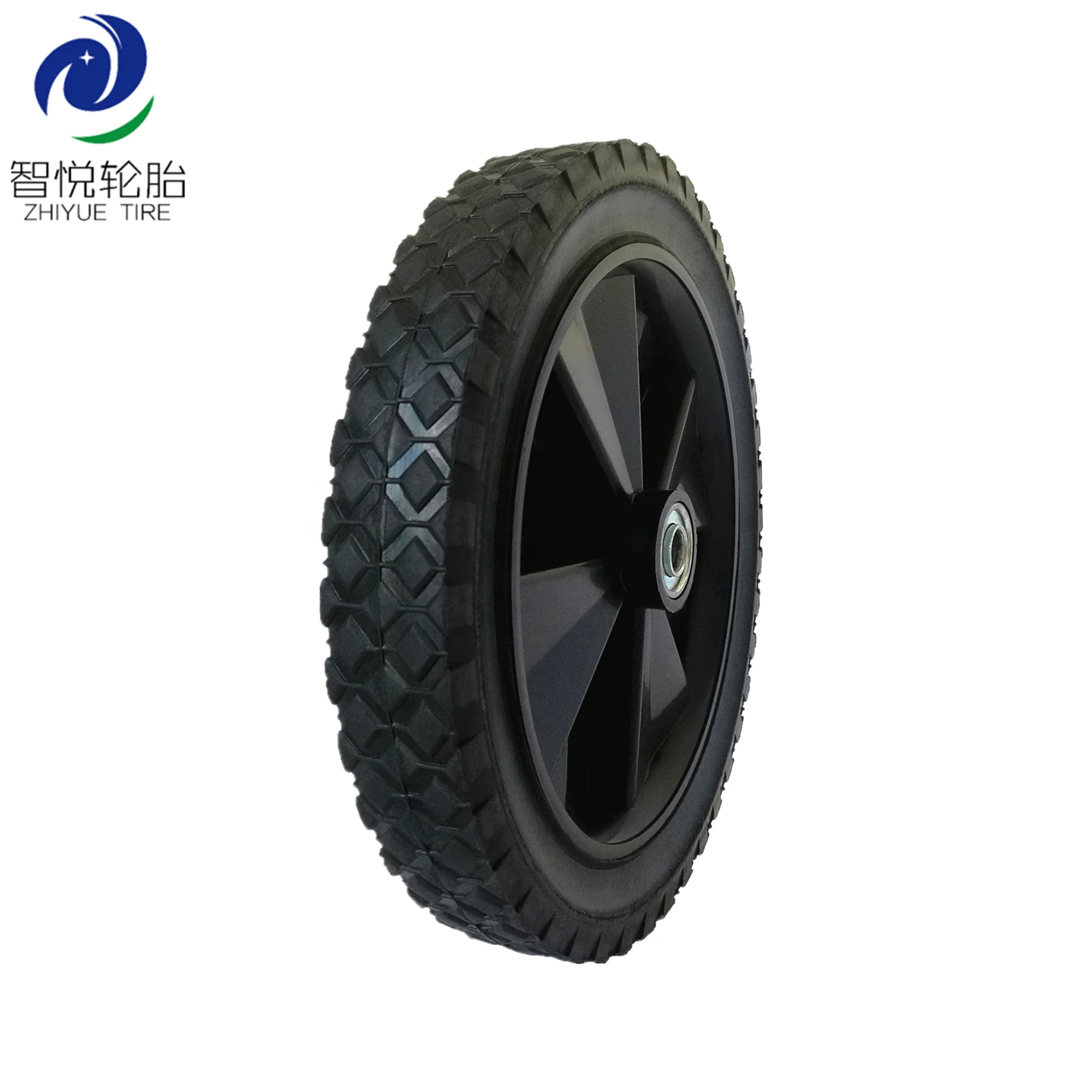 12 inch wheels solid plastic rubber tire for lawn mower generator wheel, lawn spreader