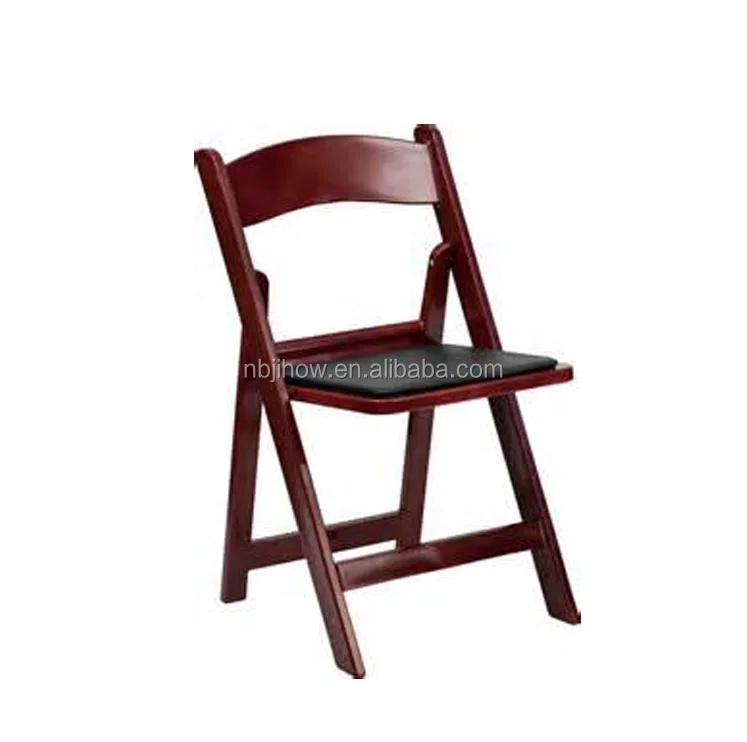 mahogany padded resin folding chair for outdoor
