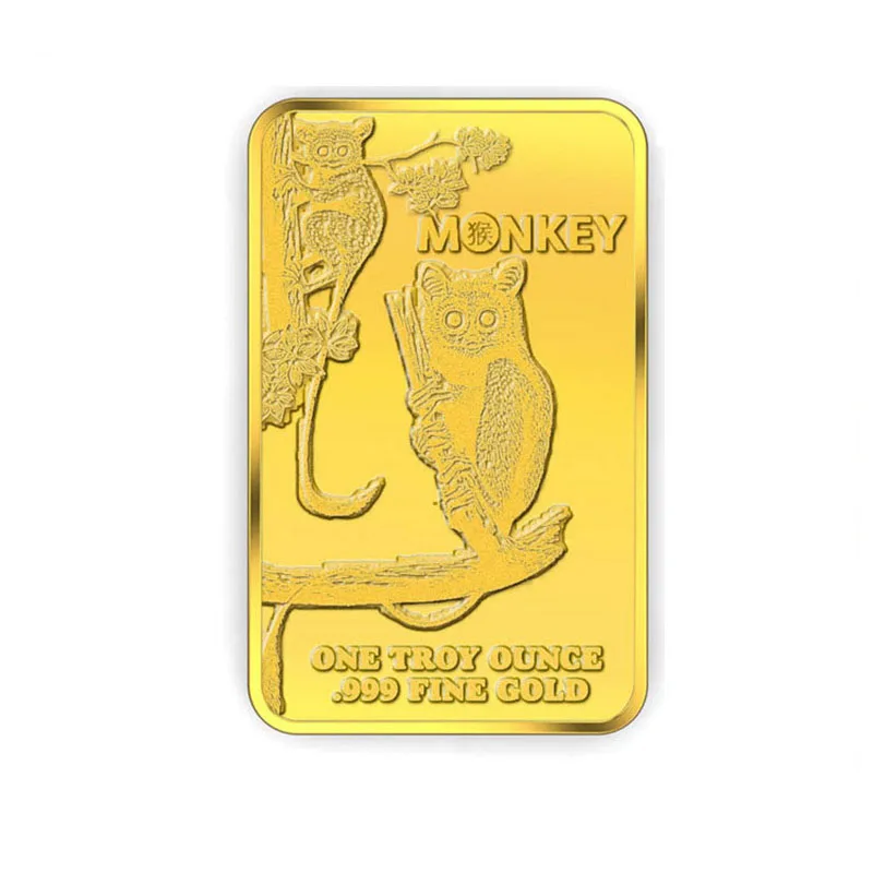 hight quality products OEM/ODM business gifts monkey embossing ingot collections gilding metal ingot