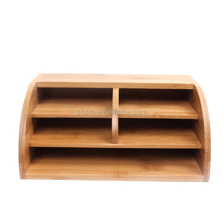Natural Bamboo Desktop Storage Serving Box Wooden Desktop Paper Business Card Holder