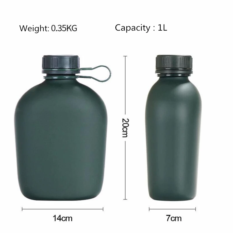 1L Stainless Steel Kettle Tactical Canteen Bottle With Pouch for outdoor
