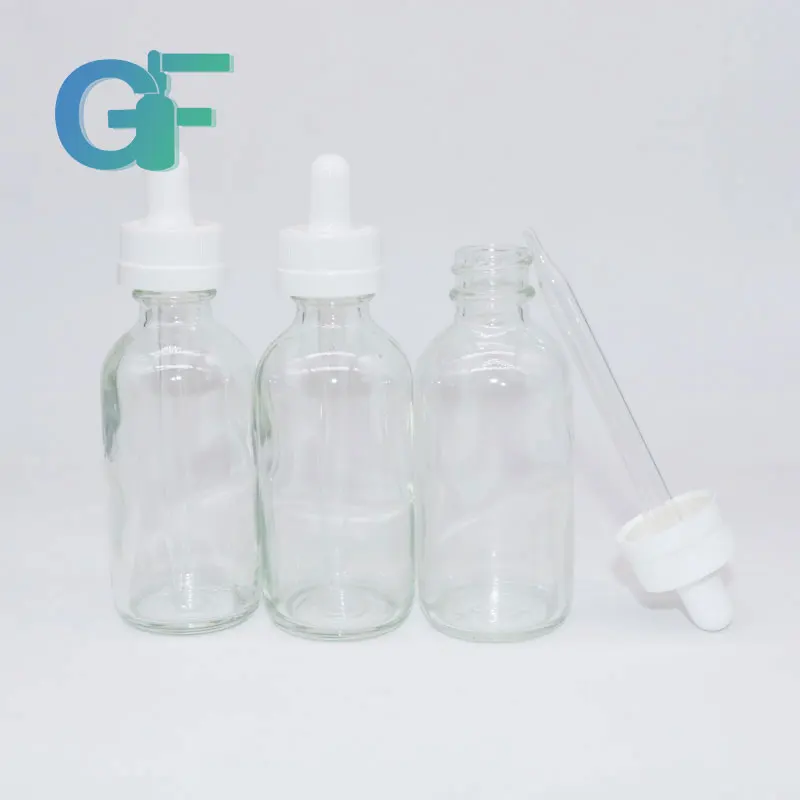 60ml clear amber boston round glass bottle for e juice