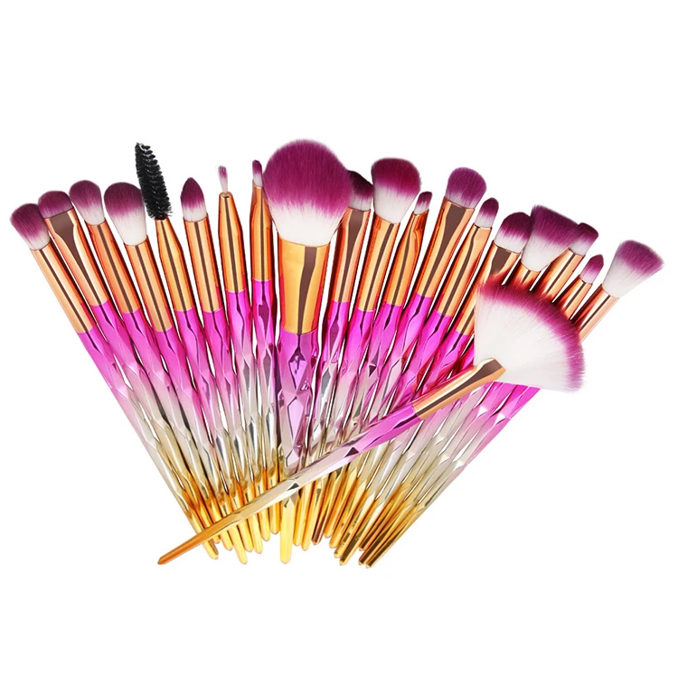 Custom Logo 20 Pcs professional Diamond Colorful Makeup Brushes Set Foundation Eye shadow Cosmetic Beauty Luxury Makeup Brushes