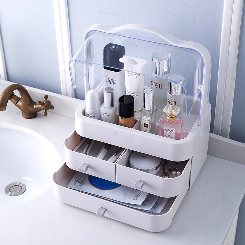 
Portable Makeup Cosmetic Organizer Jewelry Storage Box with Drawer luxury cosmetic plastic box 