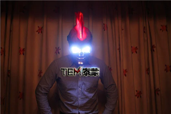 Ghost Rider led mask / Halloween mask /LED glasses for Show,Party Masks Red Hair White Eye Novelty Lighting