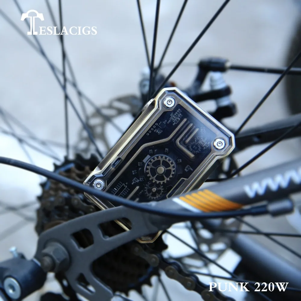 Новейшая модель; Teslacigs панк 220 Вт мод с блестящими встроенный цветная (RGB) светодиодных ламп от производителя Teslacigs