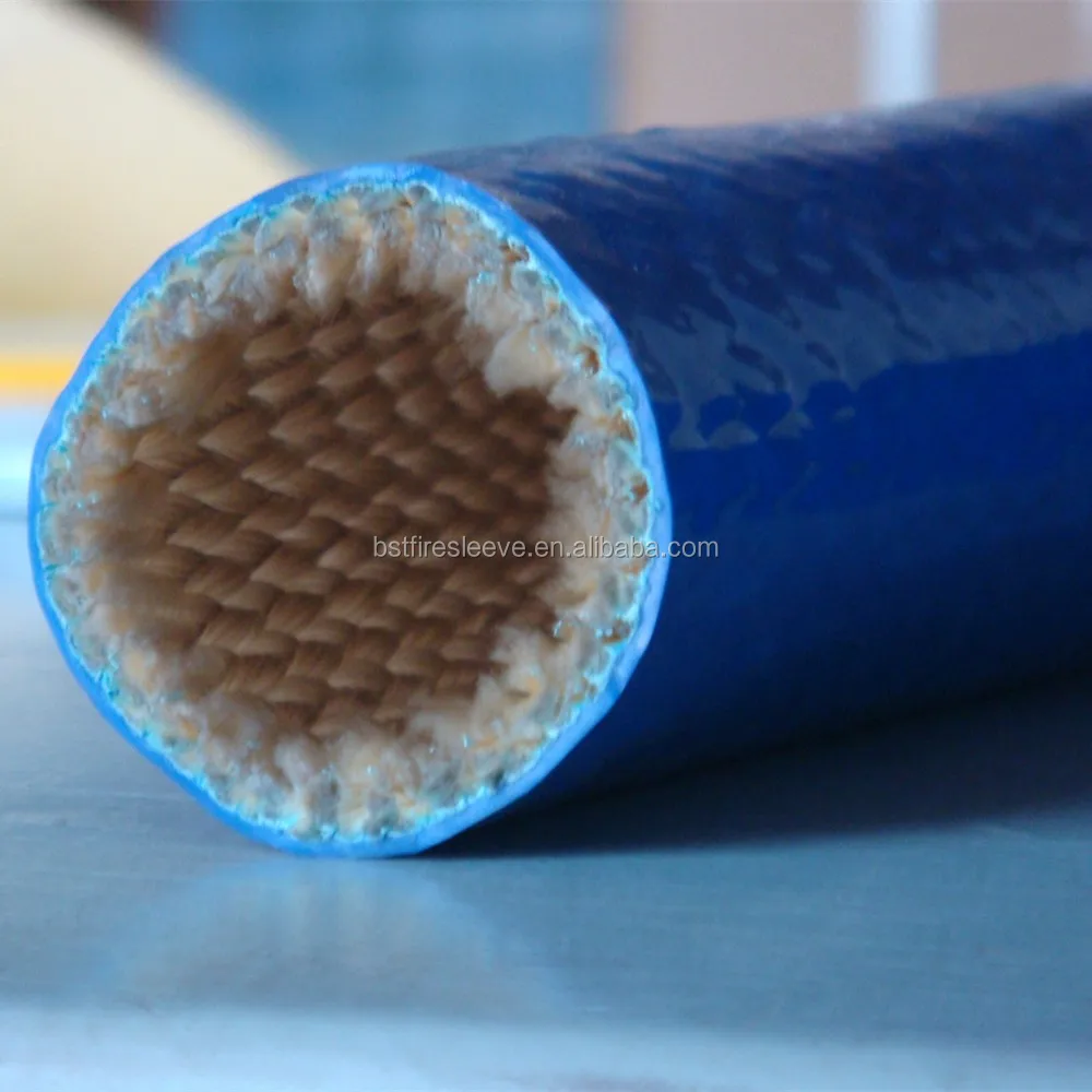 Pneumatic lines electrical cables control wiring protection Heat Resistant Silicone Rubber Coated Glass Fibre fire Sleeve