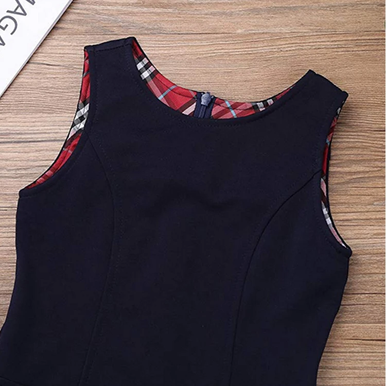 Wholesale High Quality School Uniform Skirts Girl Sleeveless Pleated Dress for Children for Girls Woven Summer Wear 50 Pcs