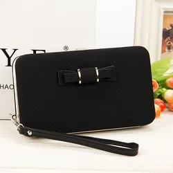 SW039 fashion clutch bag lady korean brand zipper girls wrist wallet cell phone ladies long butterfly purse