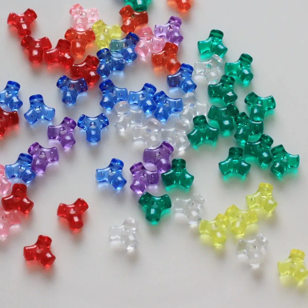 Multi Colors Opaque 10mm Clear Transparent Acrylic Tri Beads for Jewelry Making 500g Each Bag