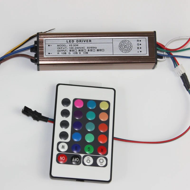 10-100 Вт Светодиодный драйвер AC85-265V DC25-38V источник питания водонепроницаемого IP66 светодиодные трансформаторы + RGB пульт дистанционного управления для светодиодной подсветкой