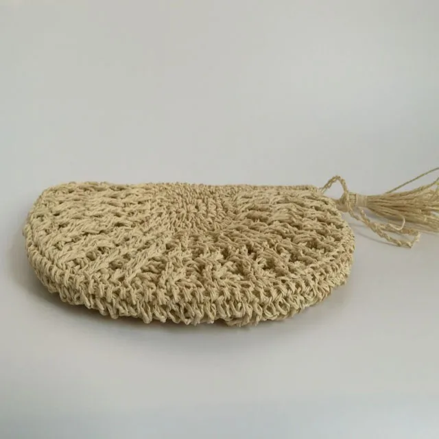 
Crochet semicircle paper straw clutch 