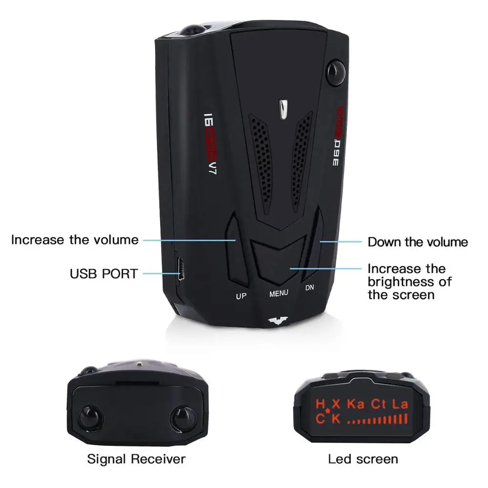 V7 Radar Detector Voice Alert & Car Speed Alarm System with 360 Degree Detection