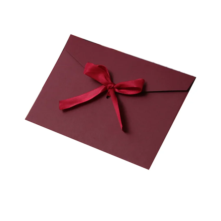 Beautiful Ribbon Custom Kraft Paper Wedding Envelopes Gift Paper Envelope