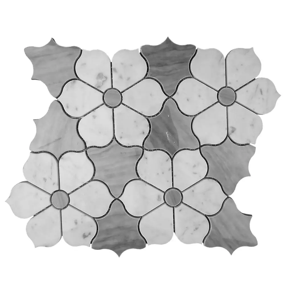 Красочный красивый камень Carrara Мраморная Мозаика елочка синий