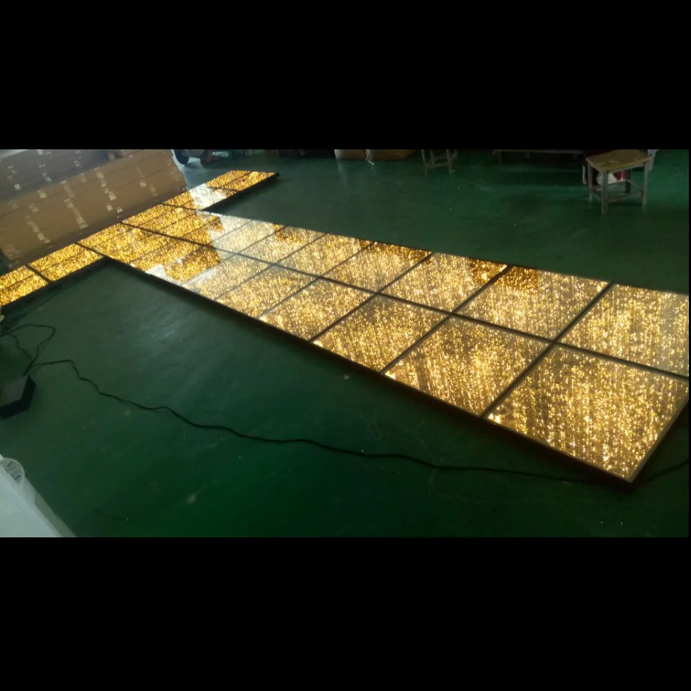 
portable DMX infinity mirror led dance floor lights tempered glass golden starlight led dance floor for stage 
