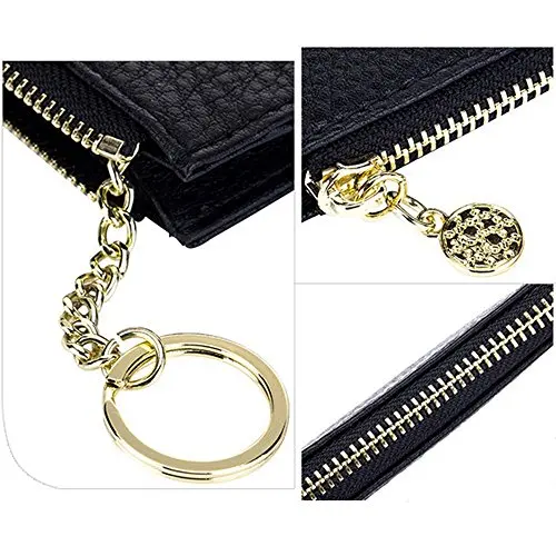 High quality unisex small coin wallet purse leather clutch bag card holder leather coin purse key bag holder