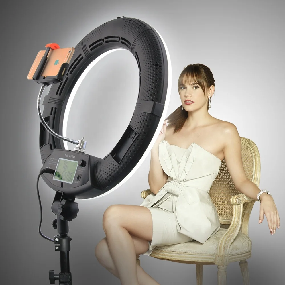 Led Circle Ring Light LCD Display 18 inch 480 Lamp Makeup Photo Studio Lightings 3200-5600K Camera Led Ring Light With Stand