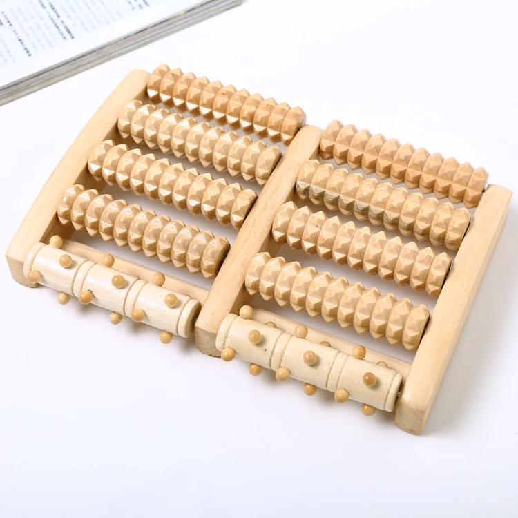 Wooden Dual Foot Massager Roller to Relax & Relieve Foot Pain