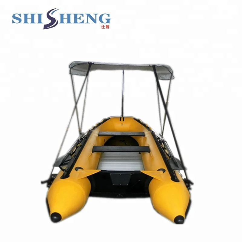 Widely used outdoor 0.9mm-1.2mm PVC inflatable fishing boat for sale with awnings