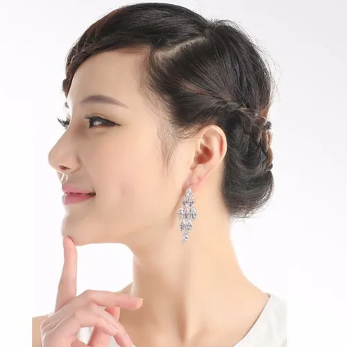 LUOTEEMI Brand Big Size Lady Clear CZ Diamond Luxury Latest Fashion Earrings Big Wedding Jewelry