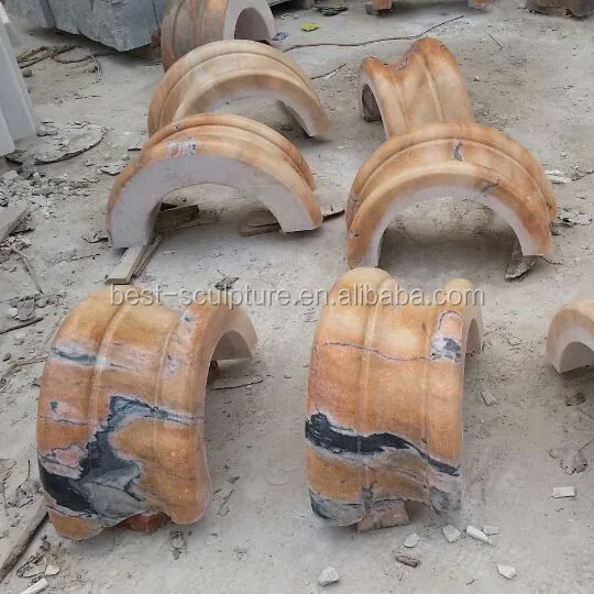 wholesale natural marble half and hollow round pillar design for sale