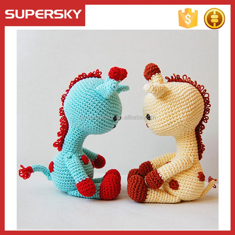 V723 Hand Knitted Giraffe Plush Doll Toy Handmade Crochet Baby Amigurumi Toy
