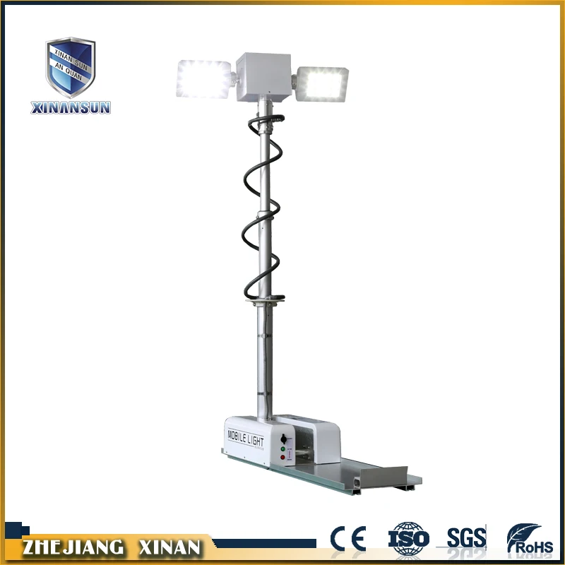 Convenient white telescopic truck hydraulic mast light tower
