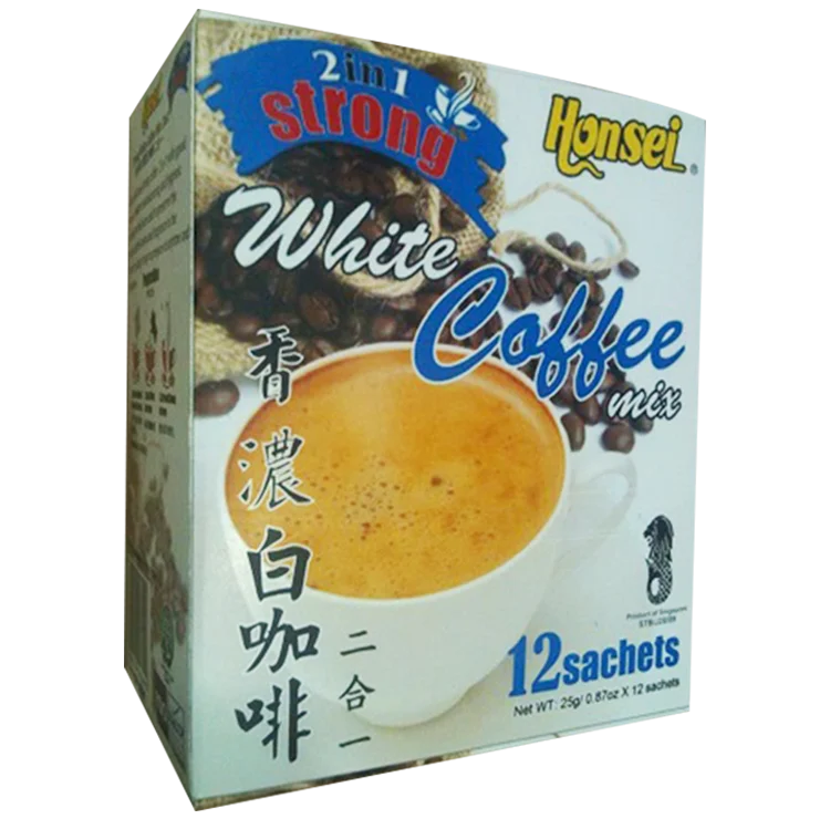 
Singapore Popular White Coffee 12 Sachets per Box, Honsei 2 in 1 Unsweetened Cream White Instant Coffee Bulk 