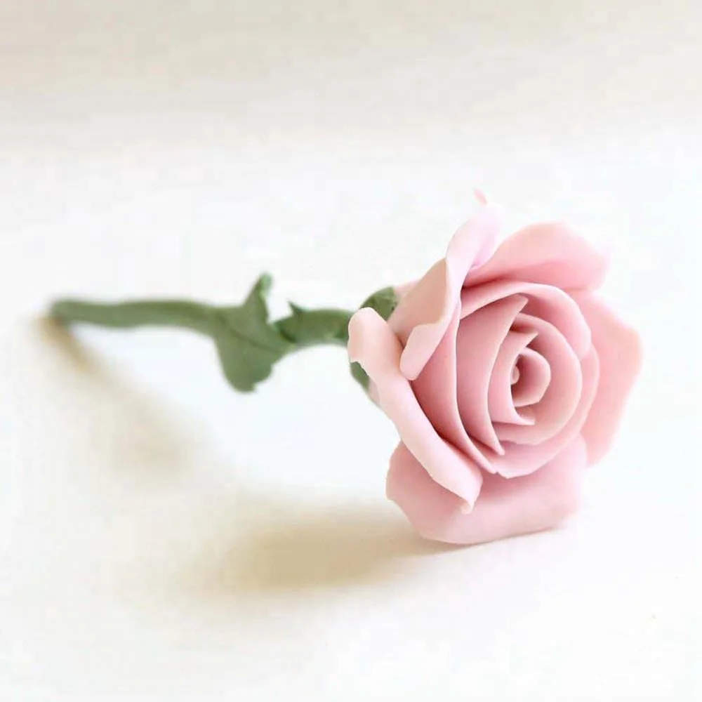 Ceramic gift Covered Flowers and Leaves Single Stem Rose Handmade Porcelain Rose Flower Wedding Anniversary Gifts Love Forever