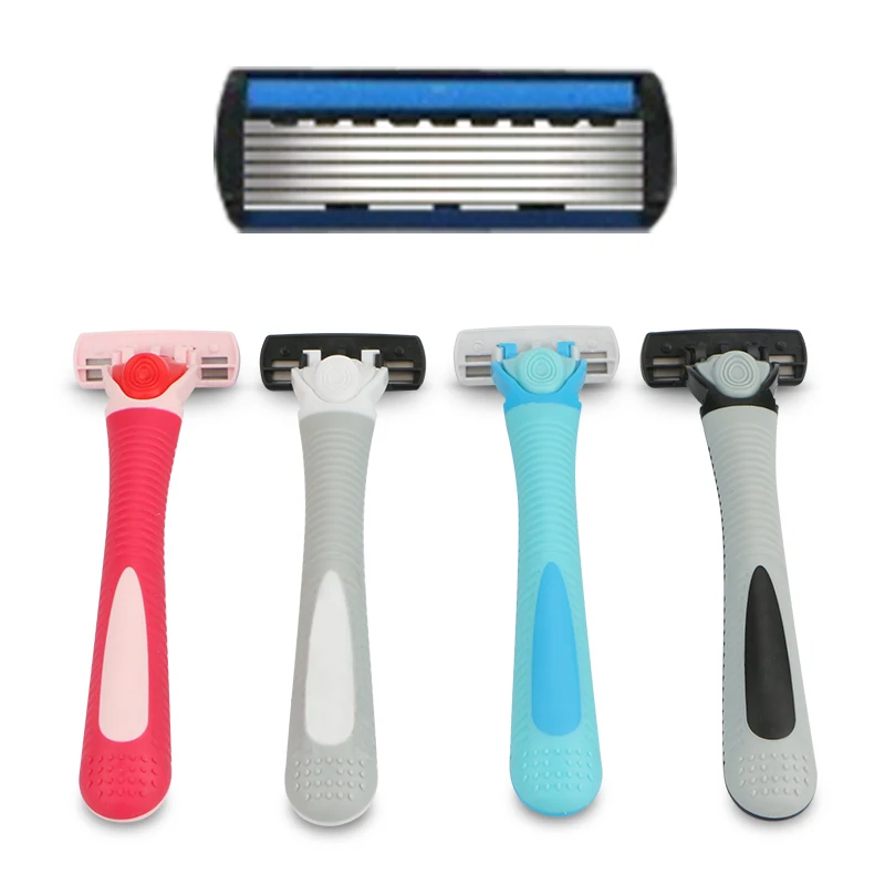 Custom razor blade refill six blade lady shaver razor with replaceable cartridges