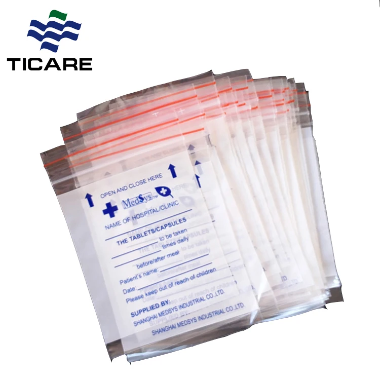 China Custom Medical Recycle Plastic Ziplock Zipper Pill Bags Disposable LDPE Medicine Bag for Drugs Packaging