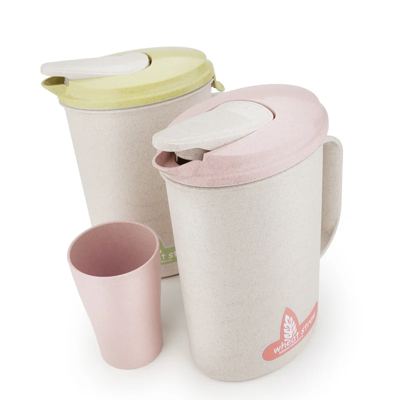Beihe Wheat Straw Plastic Water Jug/Water Kettle sets with Two Cups