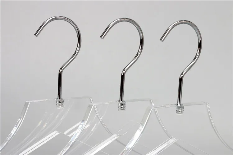 Luxurious Feel Clear Acrylic Crystal Collection Coat Hangers with Pant Bar, Anti-rust Hook, 3 Pack
