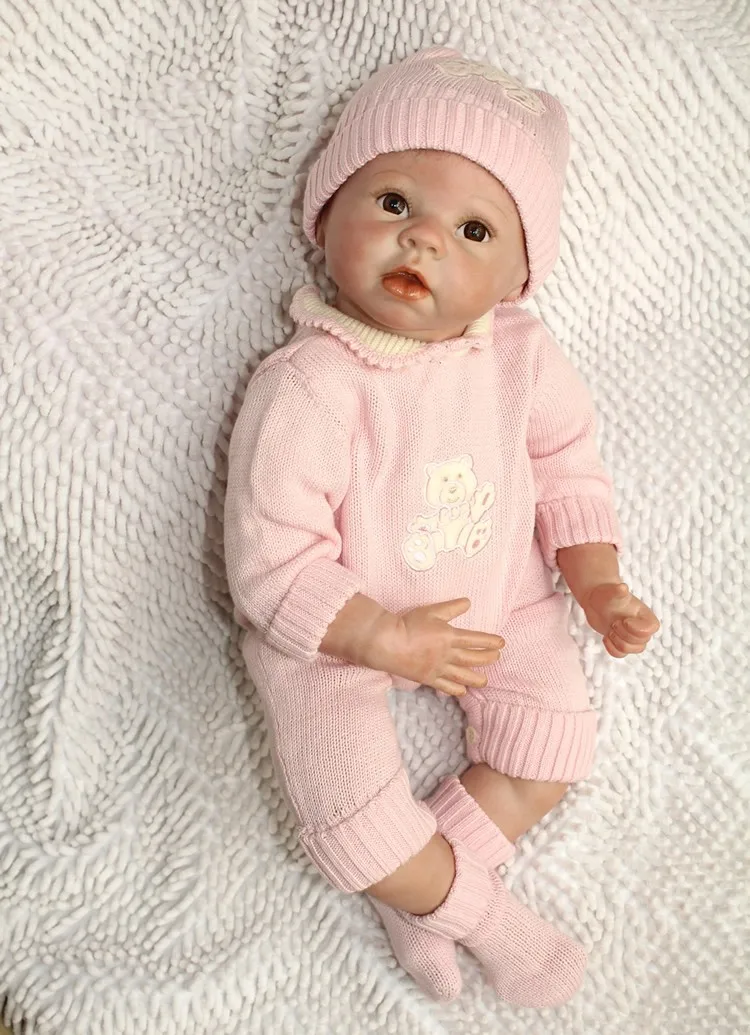 Wholesale 22 Inches Silicone Reborn Baby Doll For Boys Toys Safe Hobbies Real Life Baby Dolls Brown Eyes Special Toys