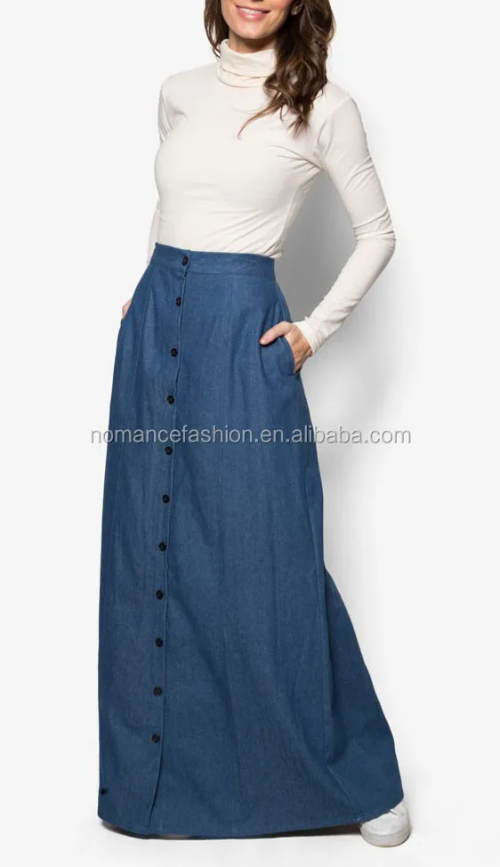 Button Down long maxi skirt womens