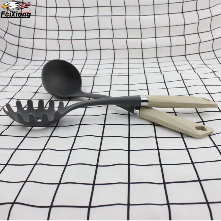 New Pattern Nylon Kitchen Tools Wheat Straw Unique Handle Design Cooking Utensils 5PCS Set