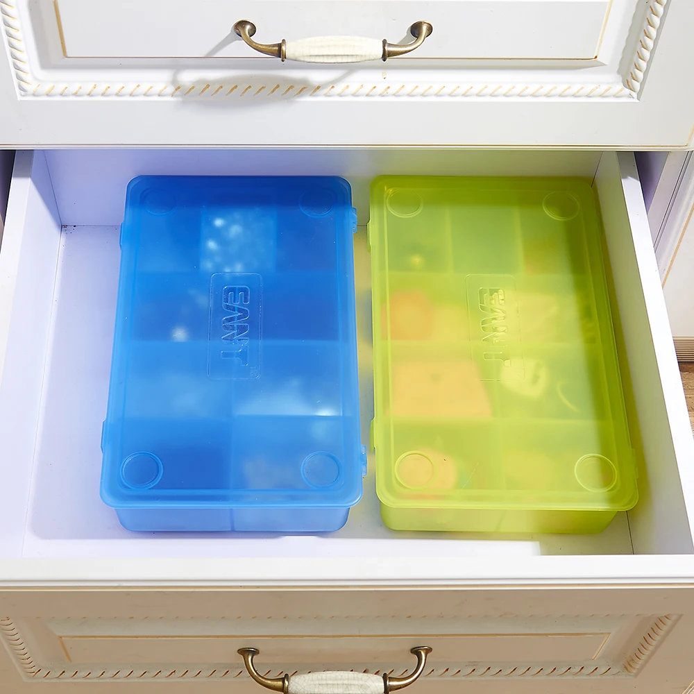 Plastic partitioned mini small compartment storage container with divided
