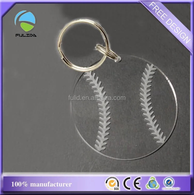 Custom Transparent Clear Engraved Acrylic Sports Blank Rugby Football Keychain